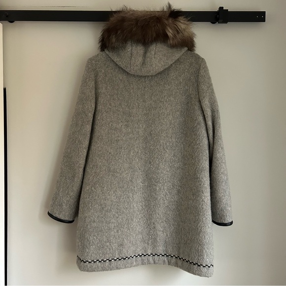 Vintage Inuit Grey Wool Brown Fur Hood Wool Coat Parka Size 10 Large - Picture 12 of 15